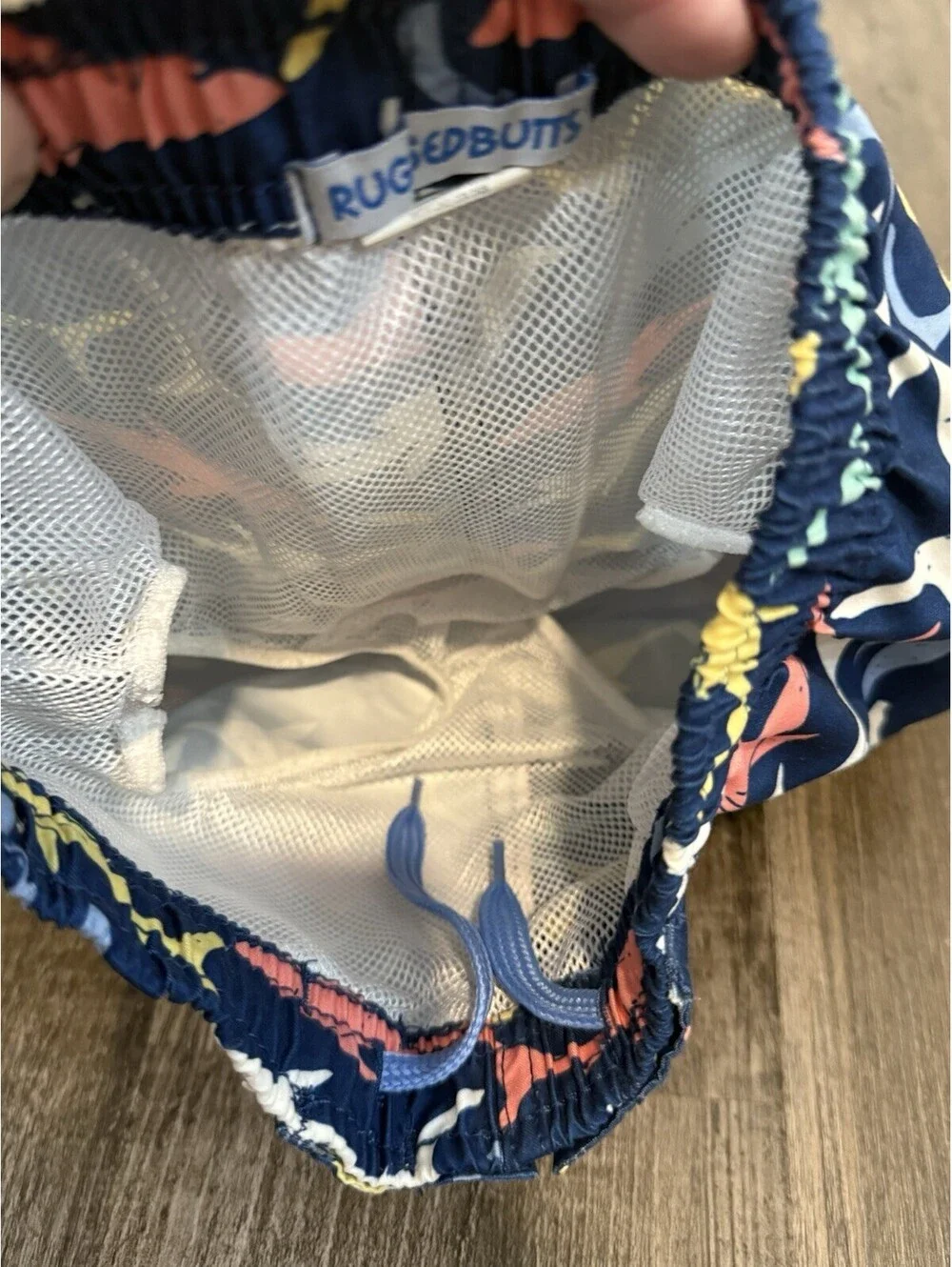 Rugged Butts Swim Trunks 4t Blue Shark Pattern Liner Shorts
